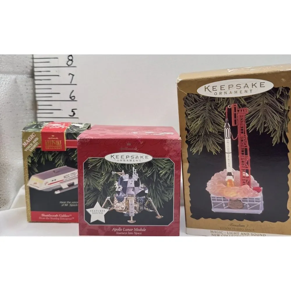 Hallmark Keepsake 3 Spacecraft Ornaments Vintage '92 '96 '98 Original Boxes Xmas